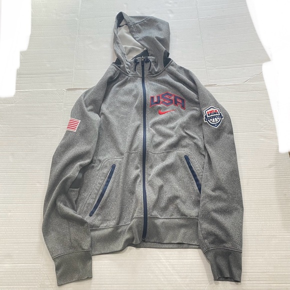 Nike USA Basketball Olympics Men's Gray Therma-Fit Hoodie Sweatshirt Size Small - Picture 1 of 7